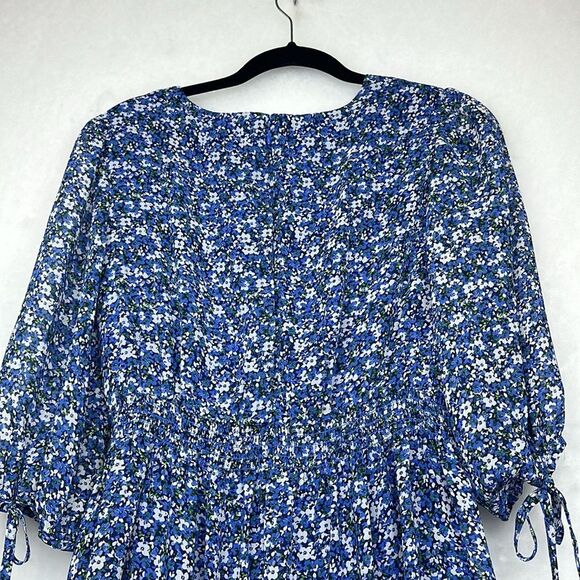 TAYLOR Women's Floral-Print Tiered Ruffle Hem Dress Sz 8P V-Neck Smocked Waist - Picture 15 of 16